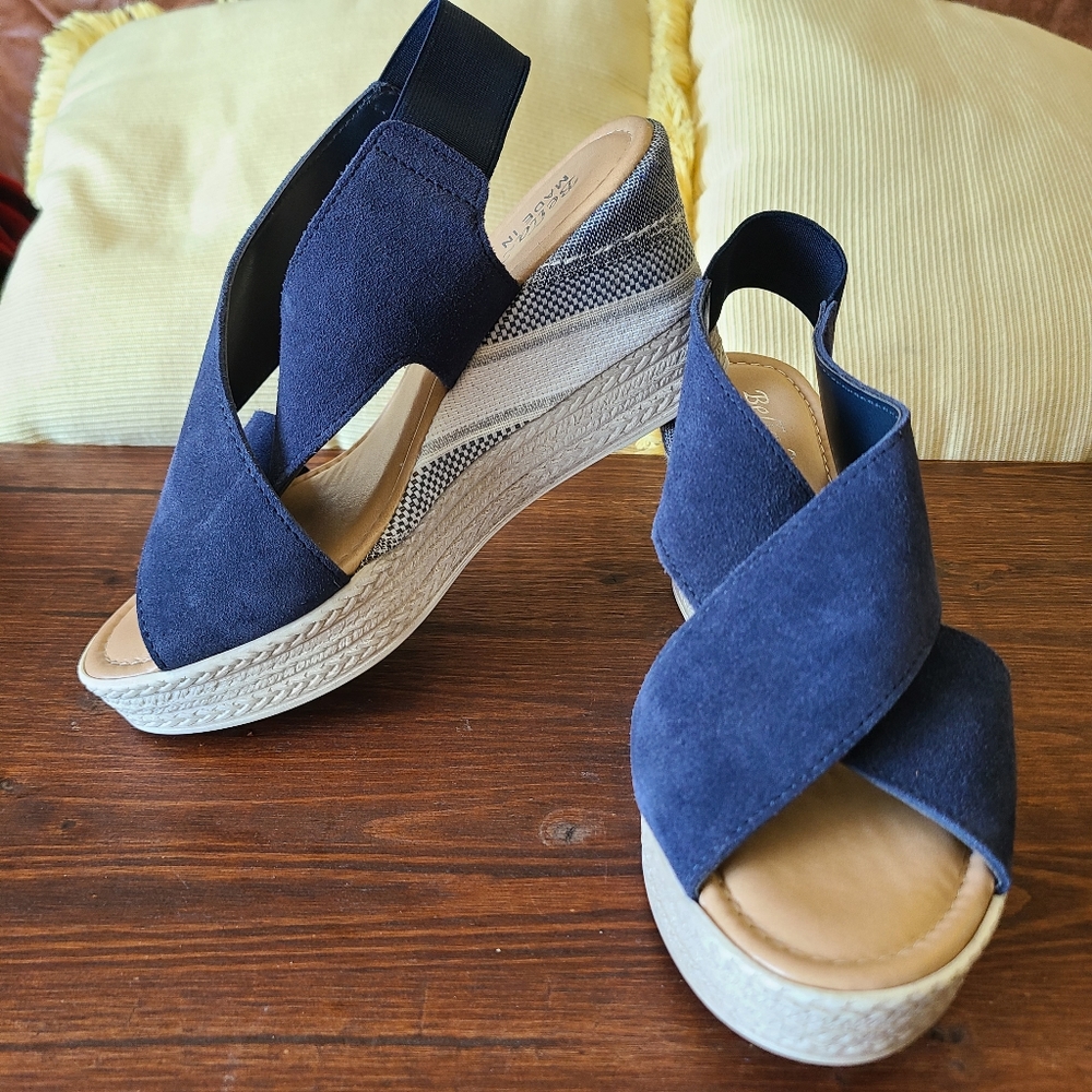 NWOT Bella Vita Women's Bec-Italy Slingback Leather Strap Wedge Sandal 8W